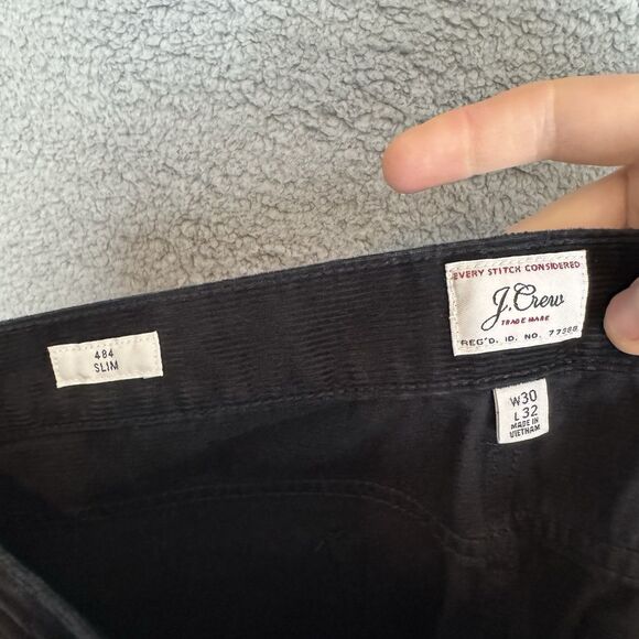J Crew Pants Mens 30x31 Black Corduroy Chino 484 Slim Fit Classic Casual - Picture 7 of 9